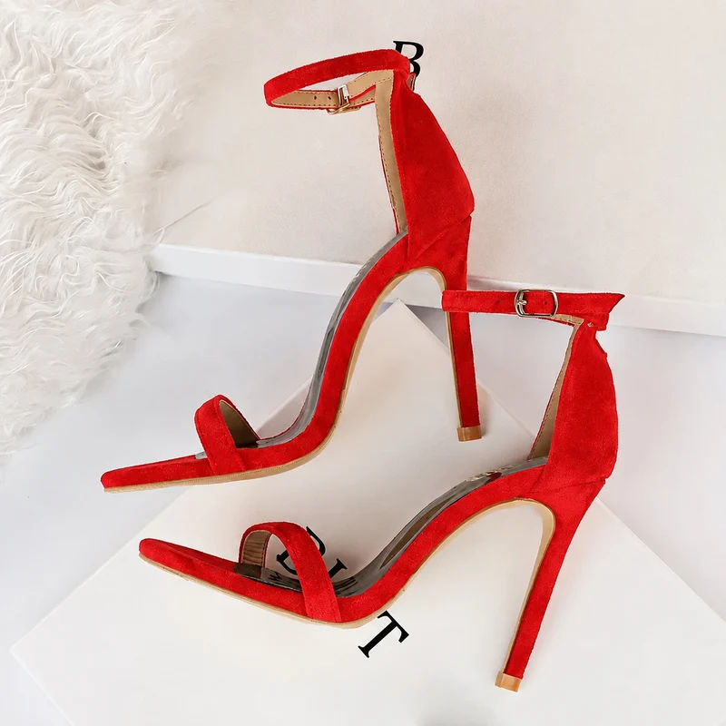 Women's Suede Effect and Elegant Heeled Sandal