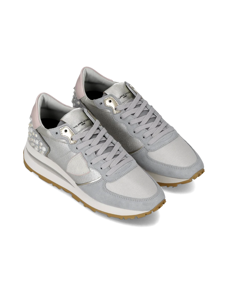 Sneakers Tropez Haute Running Women, Pink Silver with Pearls