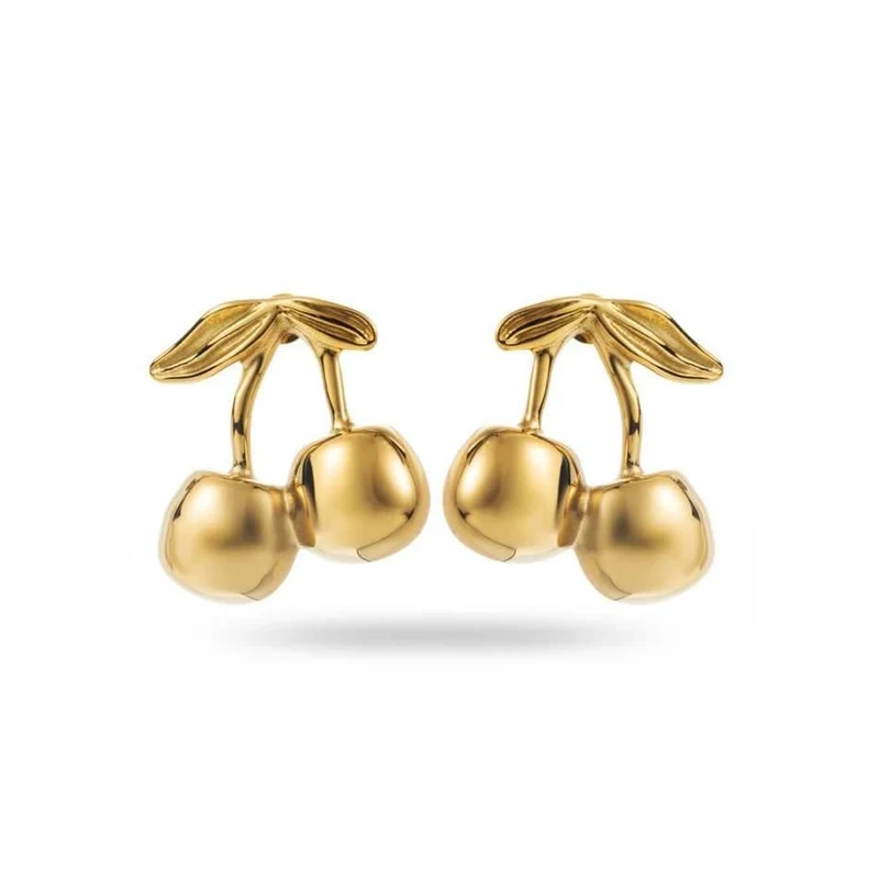 Boucles d’oreilles cerises dorées – acier inoxydable