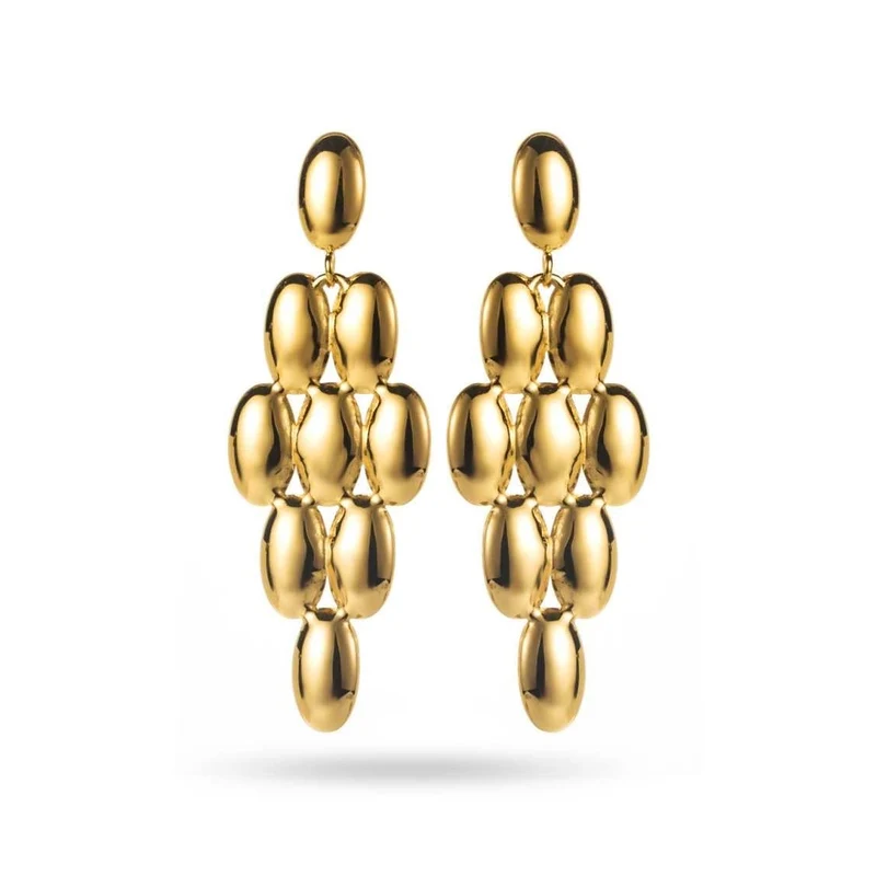 Boucles d’oreilles dorées losange en gouttes d’eau – Acier inoxydable