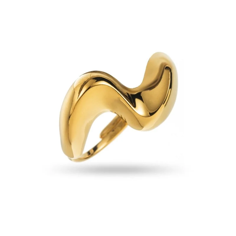 Bague Large Vague dorée en acier inoxydable