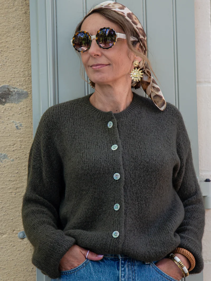 Gilet kaki en maille LAYANA