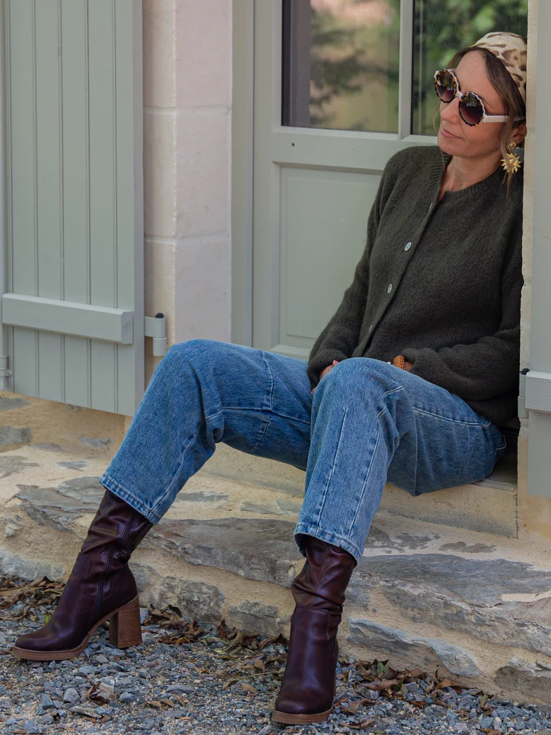 Gilet kaki en maille LAYANA