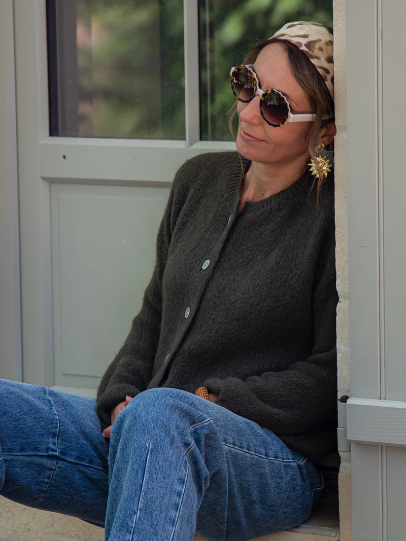 Gilet kaki en maille LAYANA