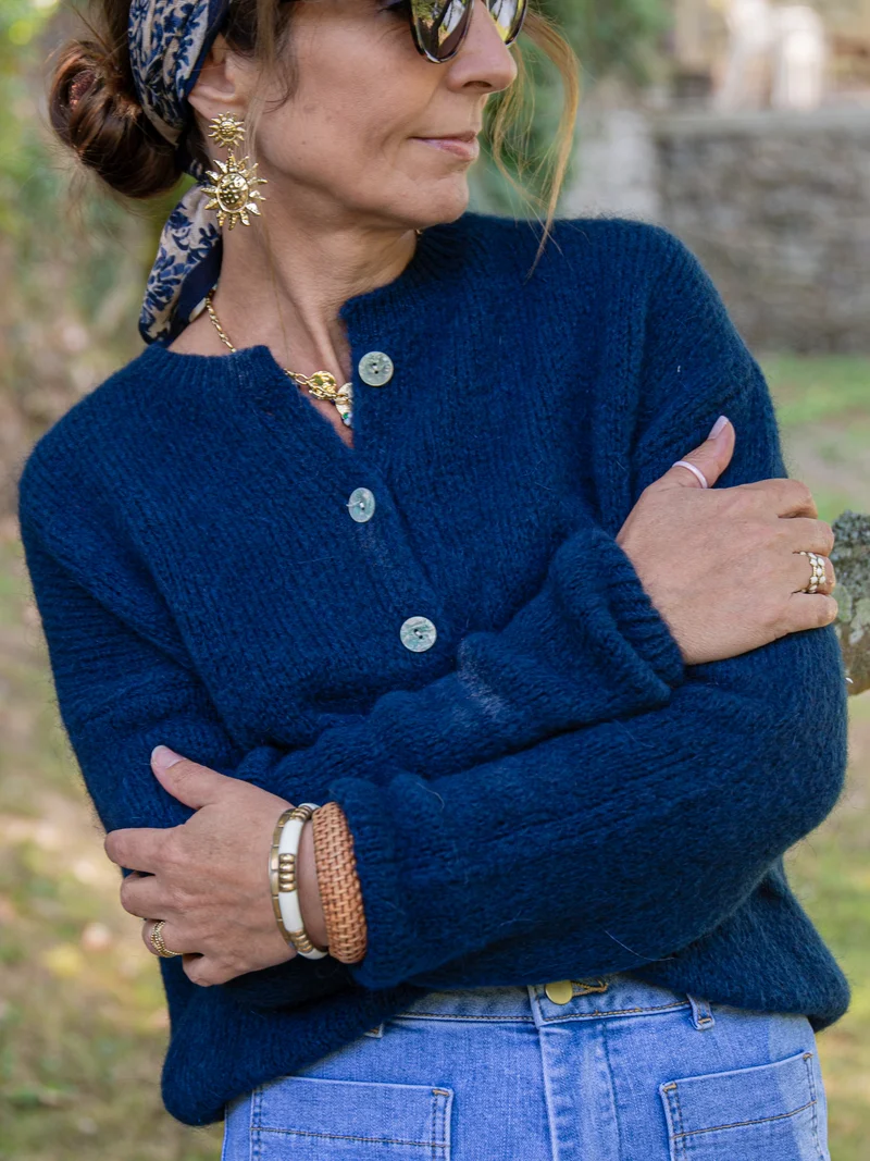 Gilet bleu marine en maille LAYANA