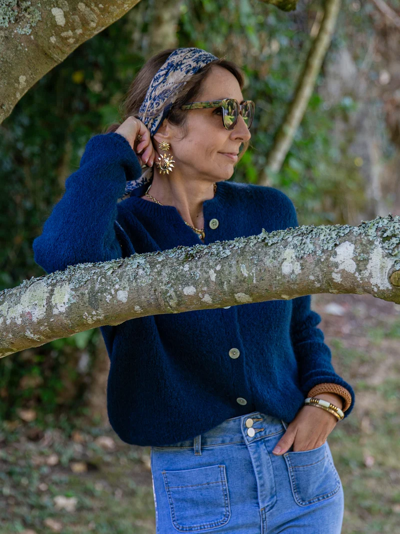 Gilet bleu marine en maille LAYANA