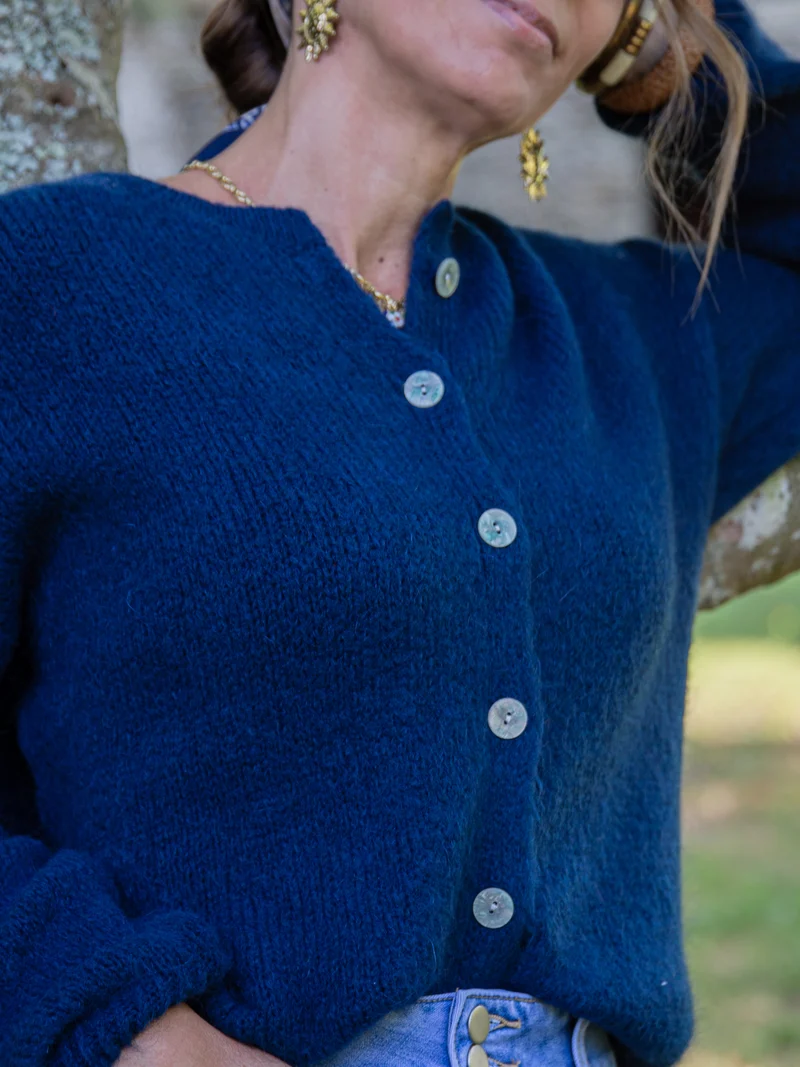 Gilet bleu marine en maille LAYANA