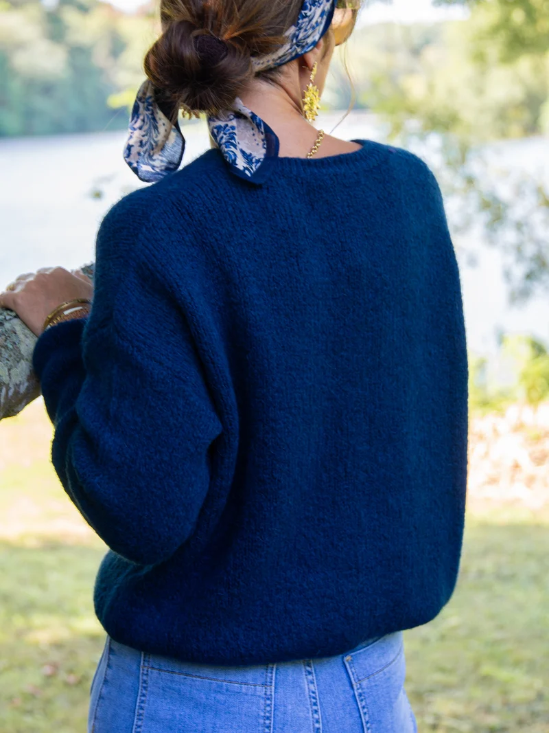 Gilet bleu marine en maille LAYANA