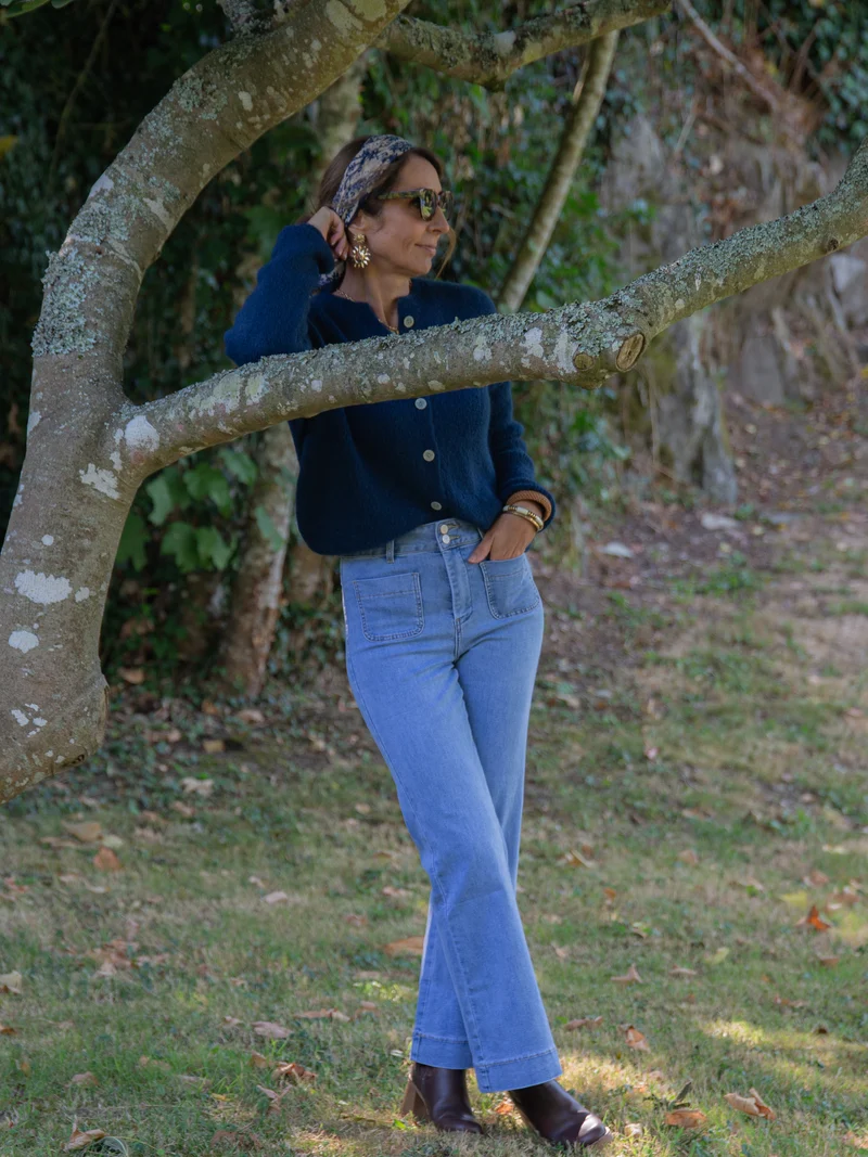 Gilet bleu marine en maille LAYANA