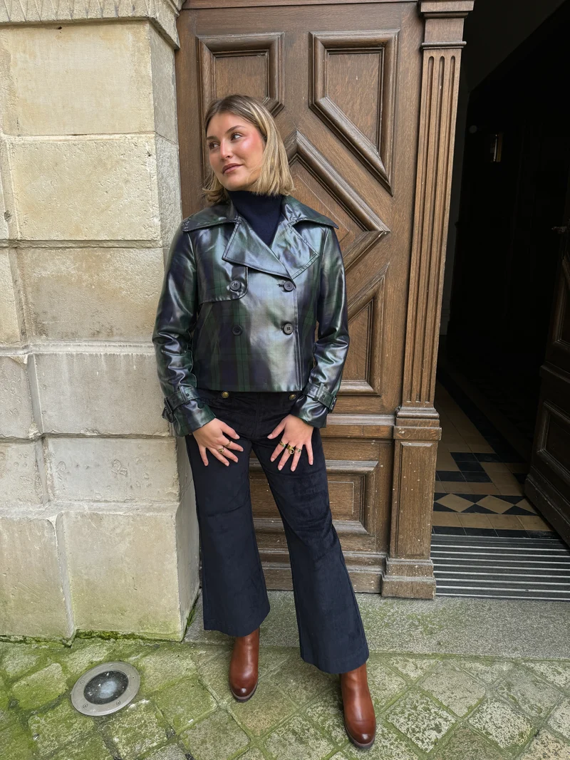 Veste croisée marine imprimé écossais PRINCESSE DE GALLES Hippocampe