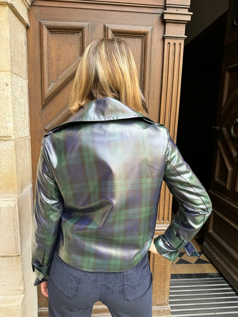 Veste croisée marine imprimé écossais PRINCESSE DE GALLES Hippocampe