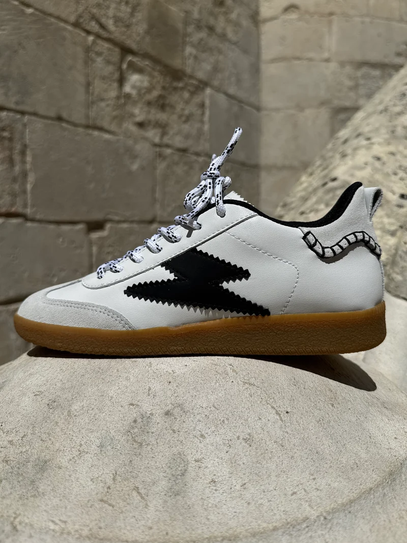 Basket blanche éclair noir ASHLEY C396 Semerdjian