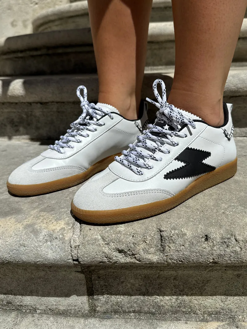 Basket blanche éclair noir ASHLEY C396 Semerdjian