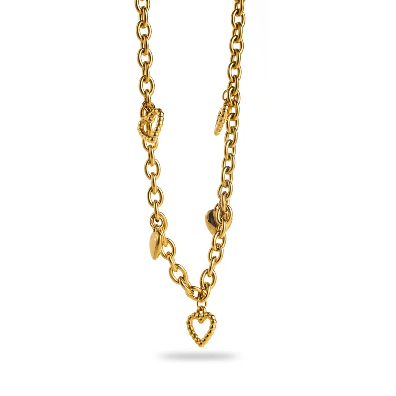 Collier pampille cœur texturé en acier inoxydable