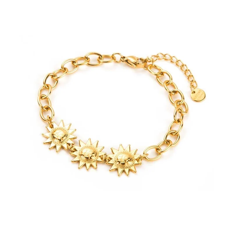 Bracelet chaîne doré avec trois petits soleils – Acier inoxydable