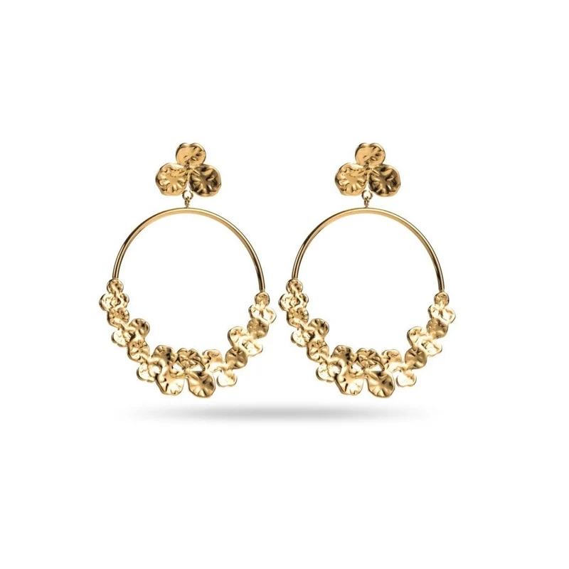 Boucles d’oreilles dorées anneaux pétales – 5,5 cm