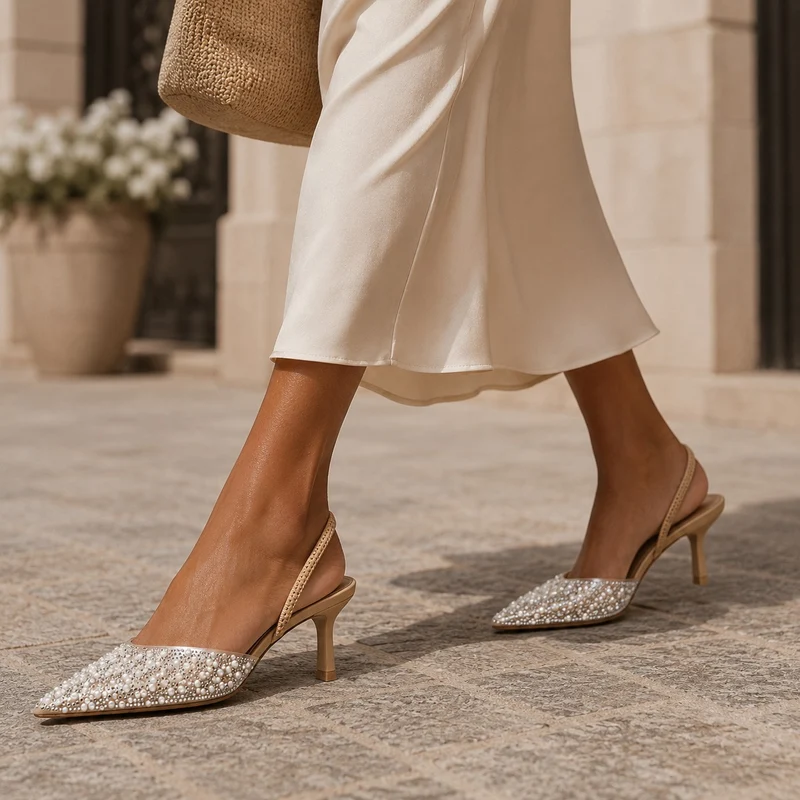 Women's Open Wedding Sandal with Pearls