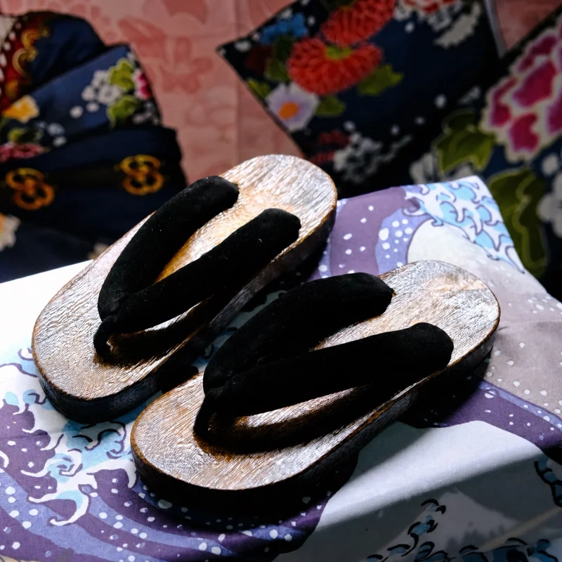 Japanese Flip-Flop Style Sandal with Wooden Sole