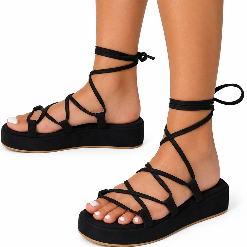 Designer Lace-up Sandal with Thick Sole