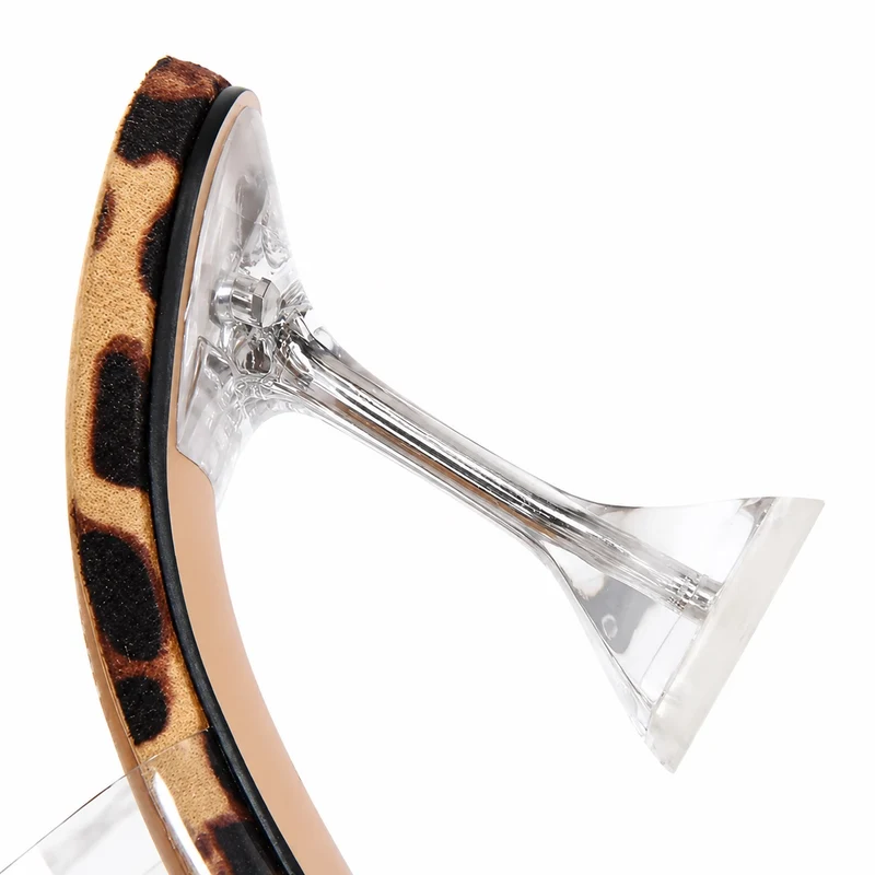 Transparent Heel Sandal with Leopard Print