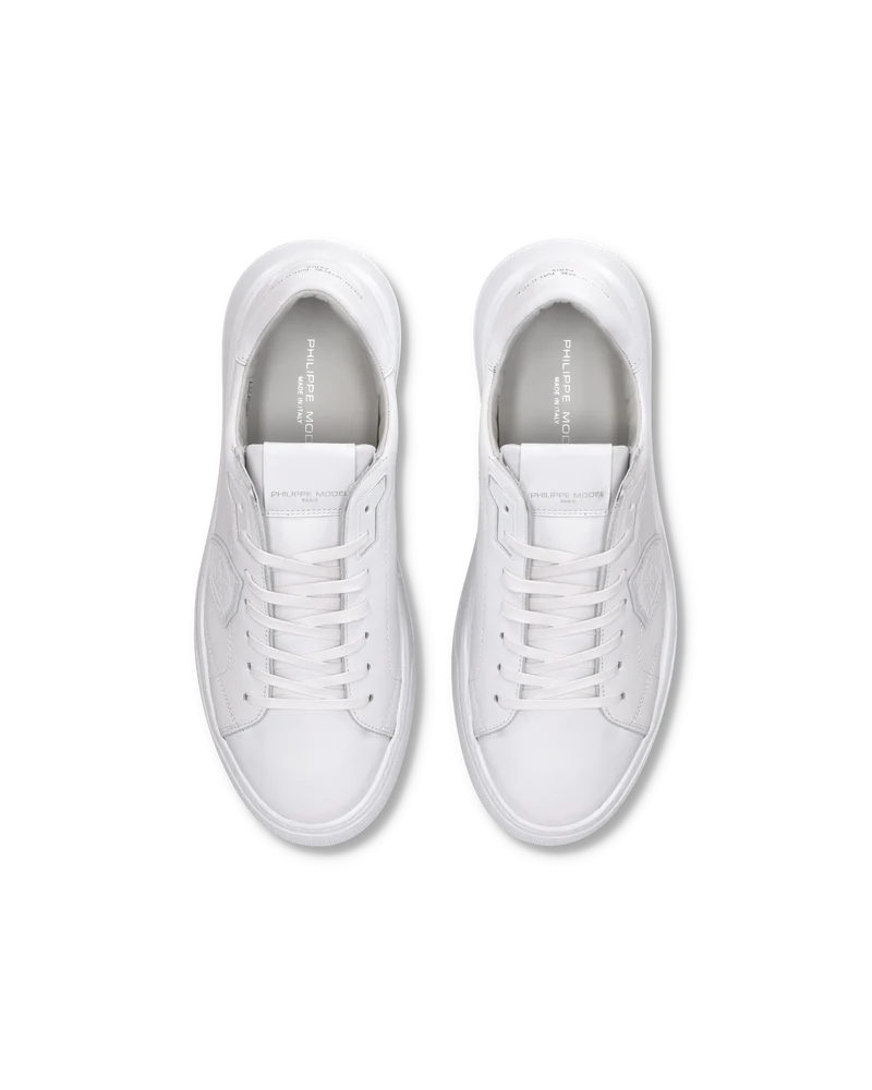 Men's Temple Low-Top Sneakers in Leather, White