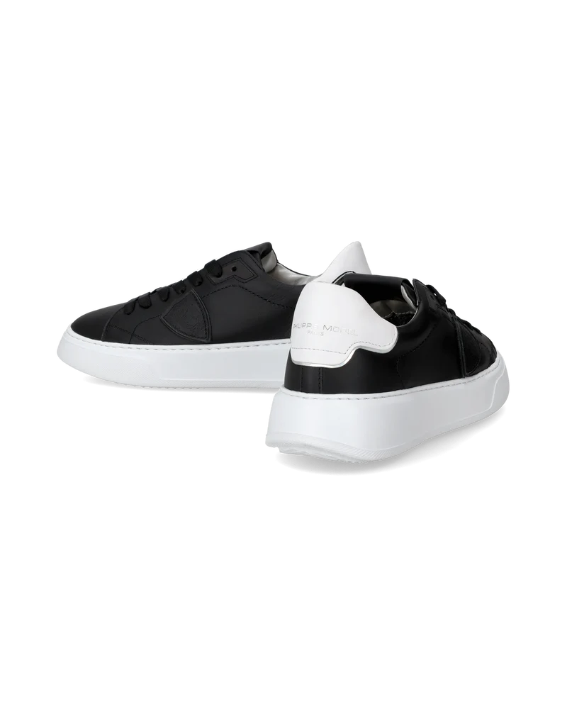 Women's Temple Low-Top Sneakers in Leather, Black White