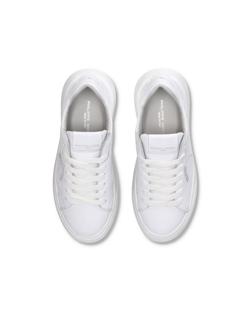 Women's Temple Low-Top Sneakers in Leather, White