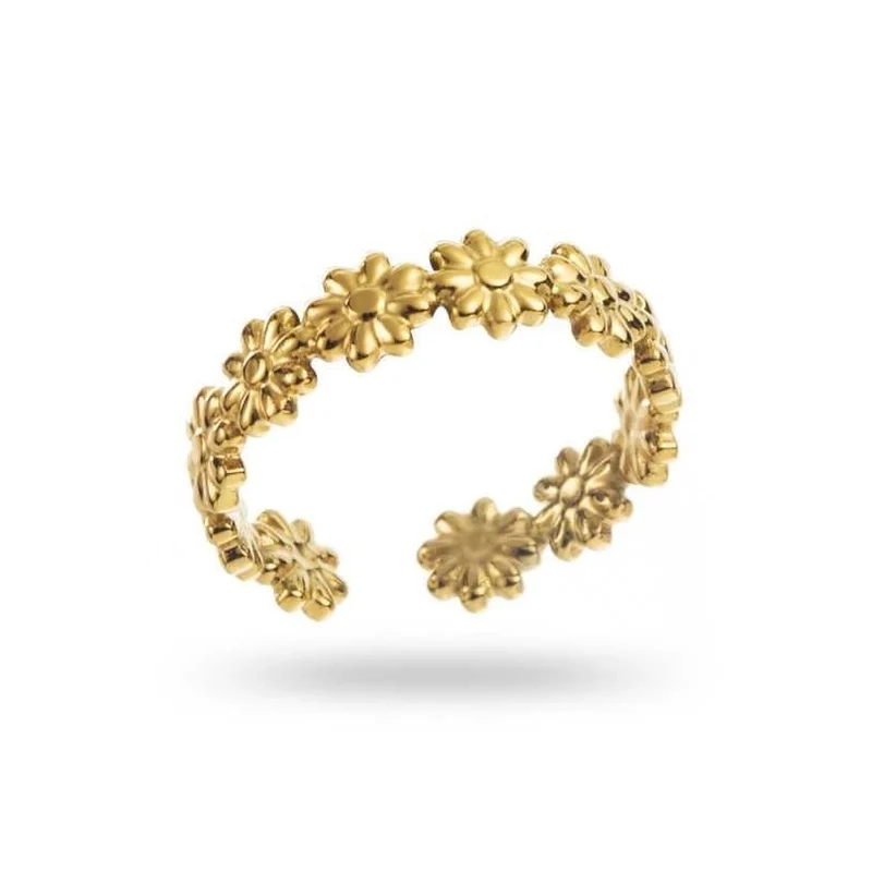 Bague dorée mini marguerite – fine, réglable, résistante à l’eau