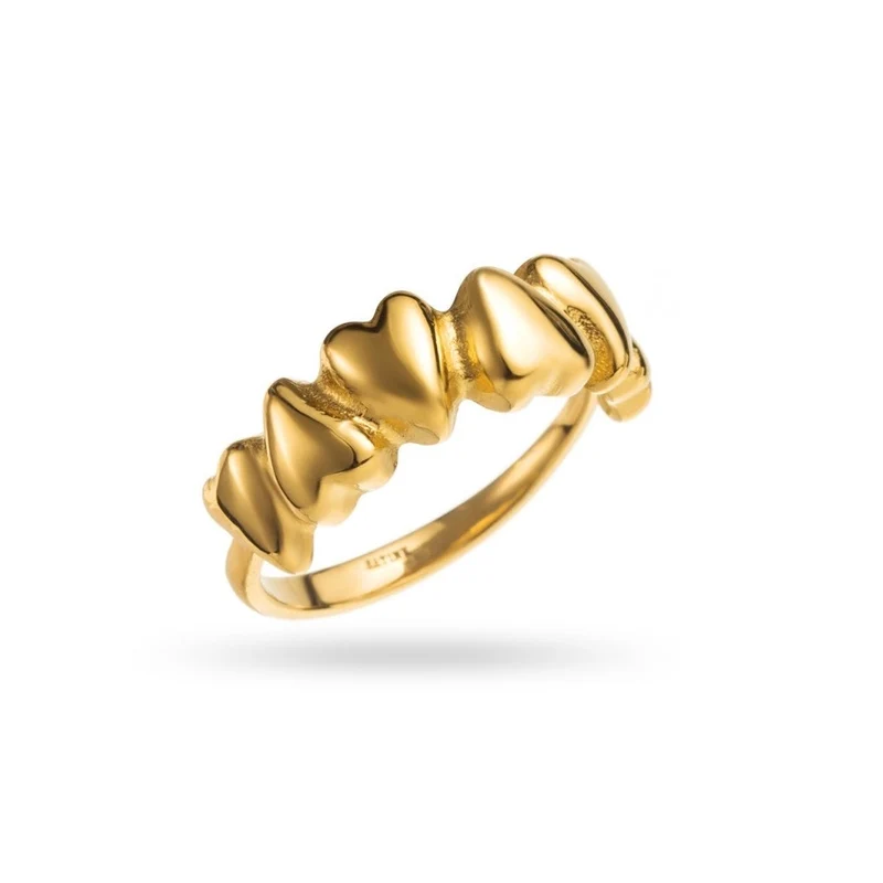 Bague Dorée Cœurs – Acier inoxydable réglable