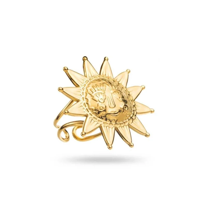 Bague Dorée Soleil Amour – Acier inoxydable réglable