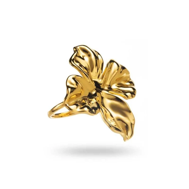 Bague Dorée Pétales Fleur – Acier inoxydable réglable