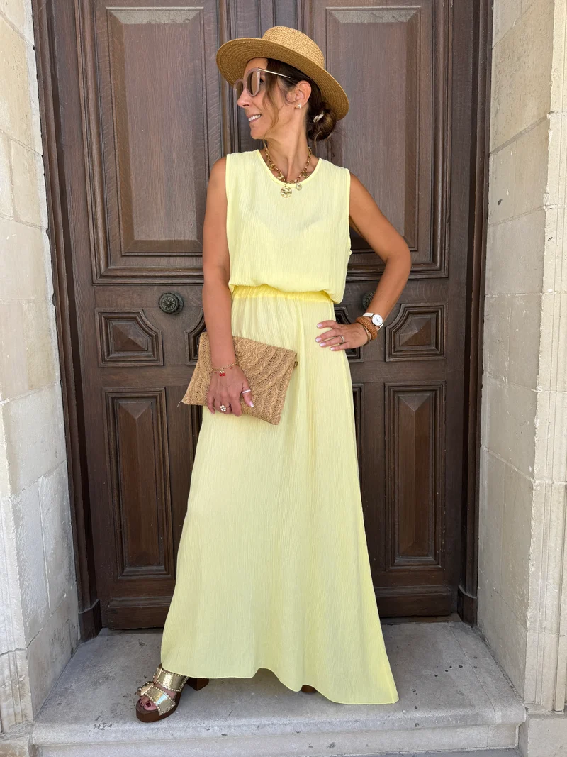 Ensemble top et jupe longue jaune MELODIE