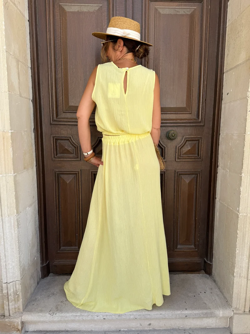 Ensemble top et jupe longue jaune MELODIE