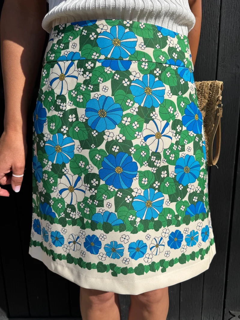 Jupe SEVENTIES n°126 bleu et verte Hippocampe