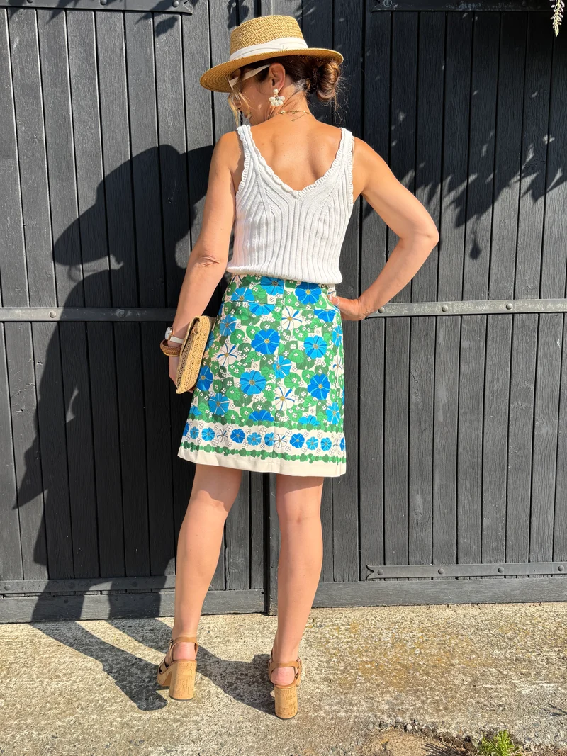 Jupe SEVENTIES n°126 bleu et verte Hippocampe
