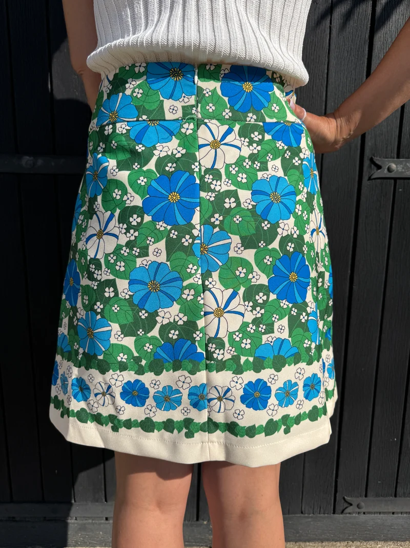 Jupe SEVENTIES n°126 bleu et verte Hippocampe