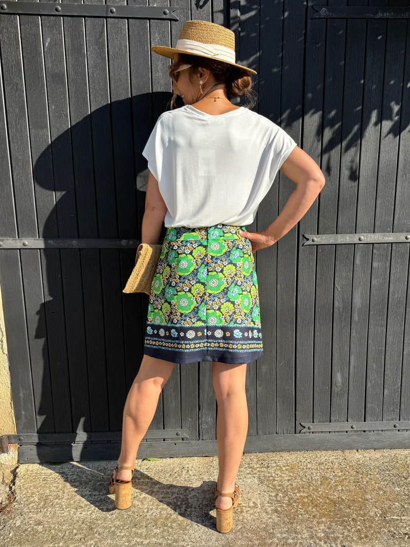 Jupe SEVENTIES n°122 vert et marine Hippocampe