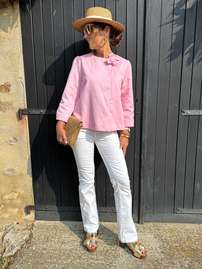 Veste rose fleur en volume CHANCE Hippocampe