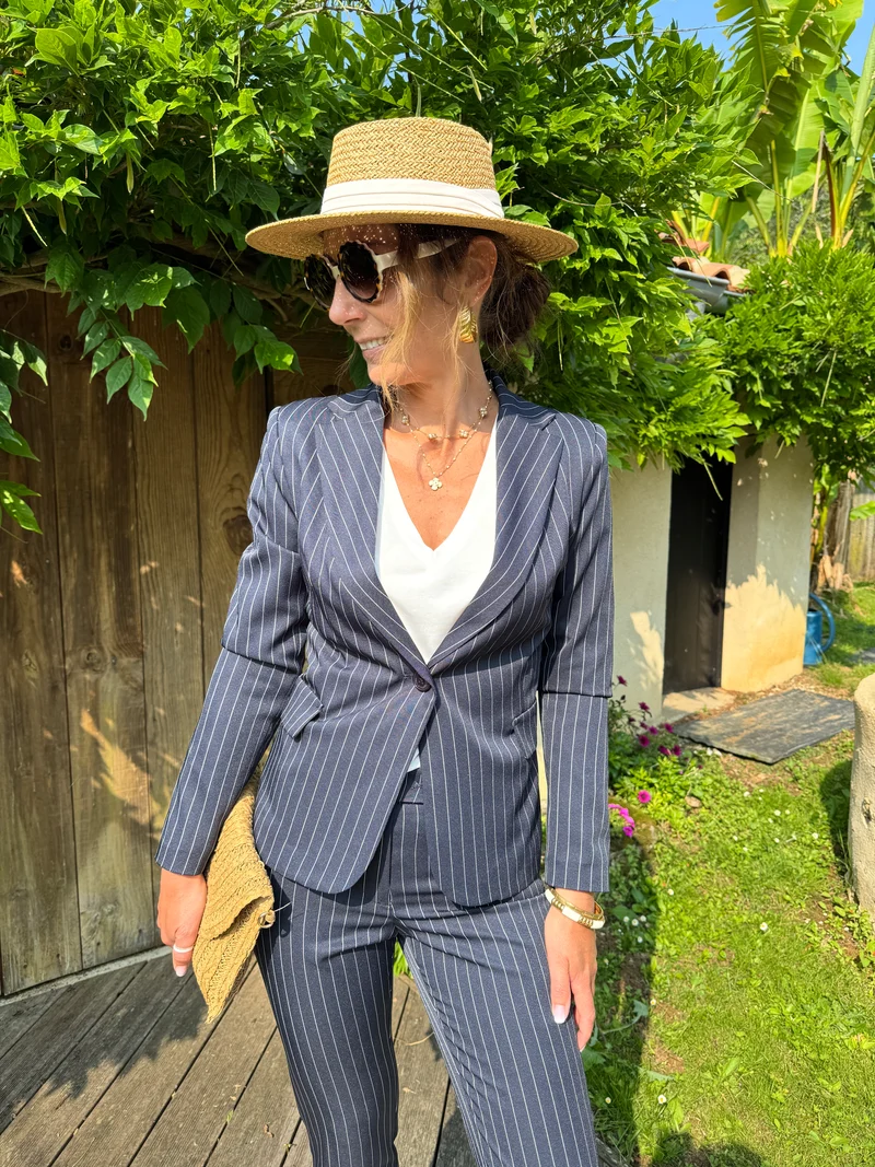 Veste marine à rayures blanches DIANA Hippocampe