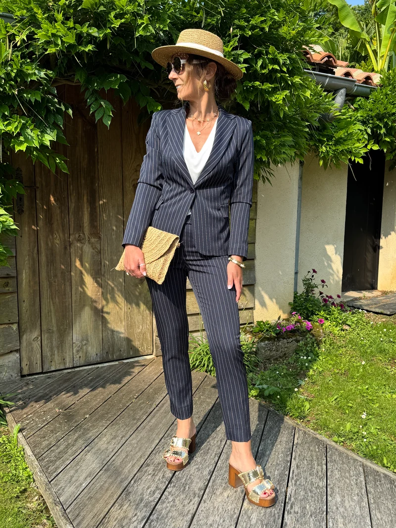 Veste marine à rayures blanches DIANA Hippocampe