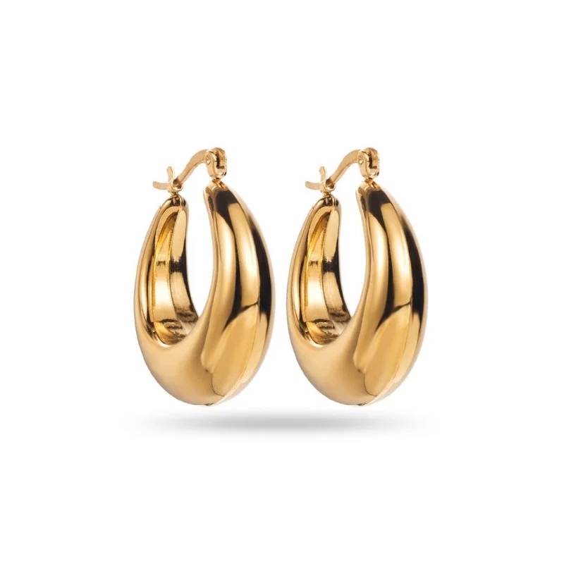 Boucles d’oreilles créoles dorées – Finition miroir vintage 3 cm