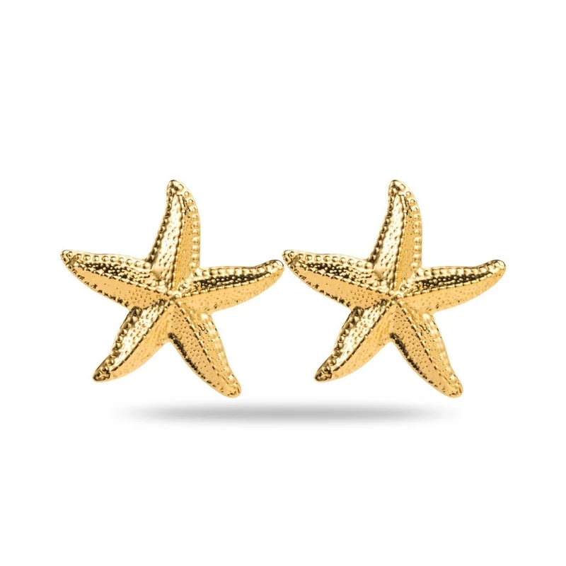 Boucles d’oreilles dorées – Étoiles de mer texturées (4 cm)