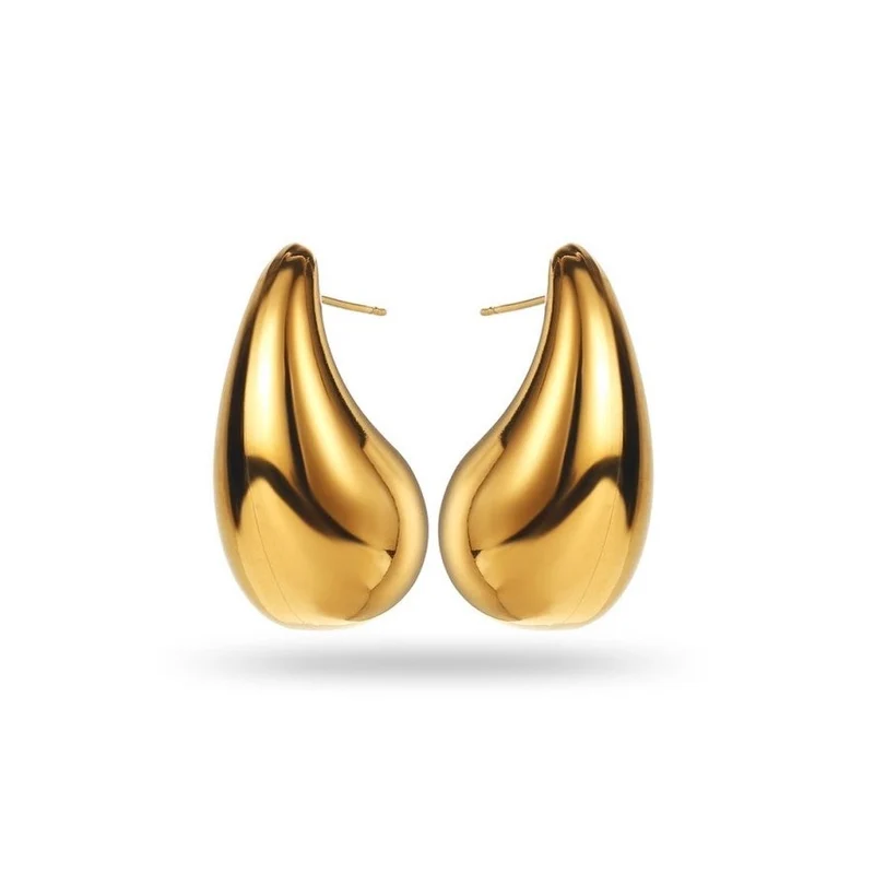 Boucles d'oreilles dorées – Gouttes d'eau moyennes (3 cm)