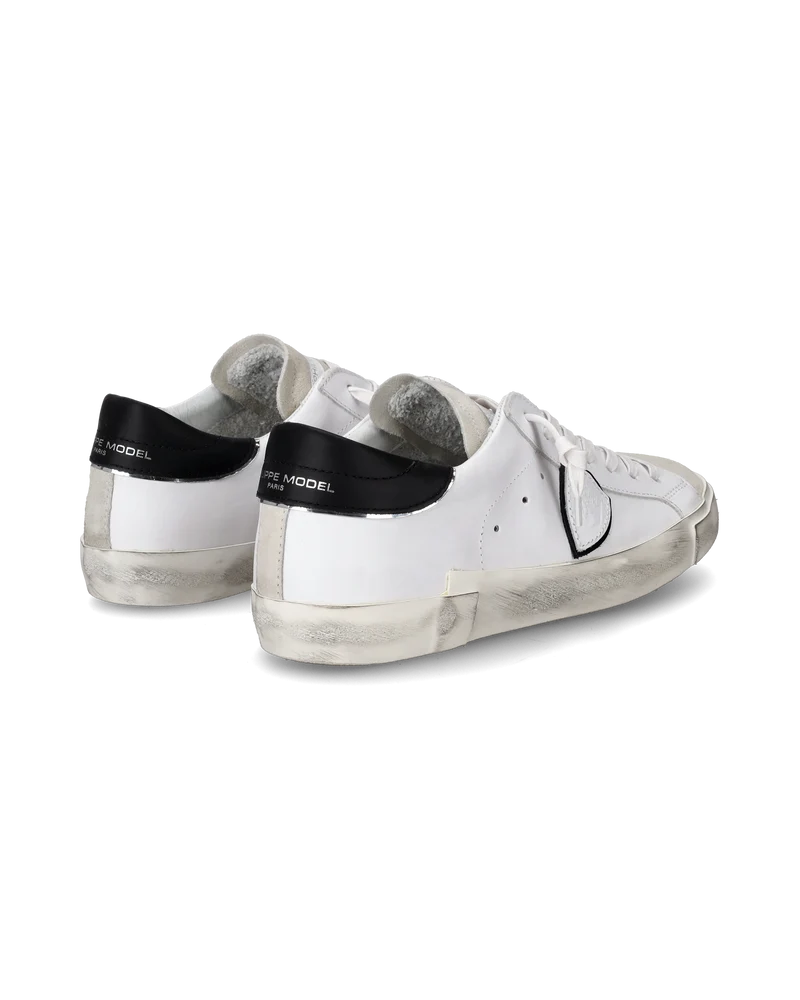 Men's Prsx Low-Top Sneakers in Leather, White Black