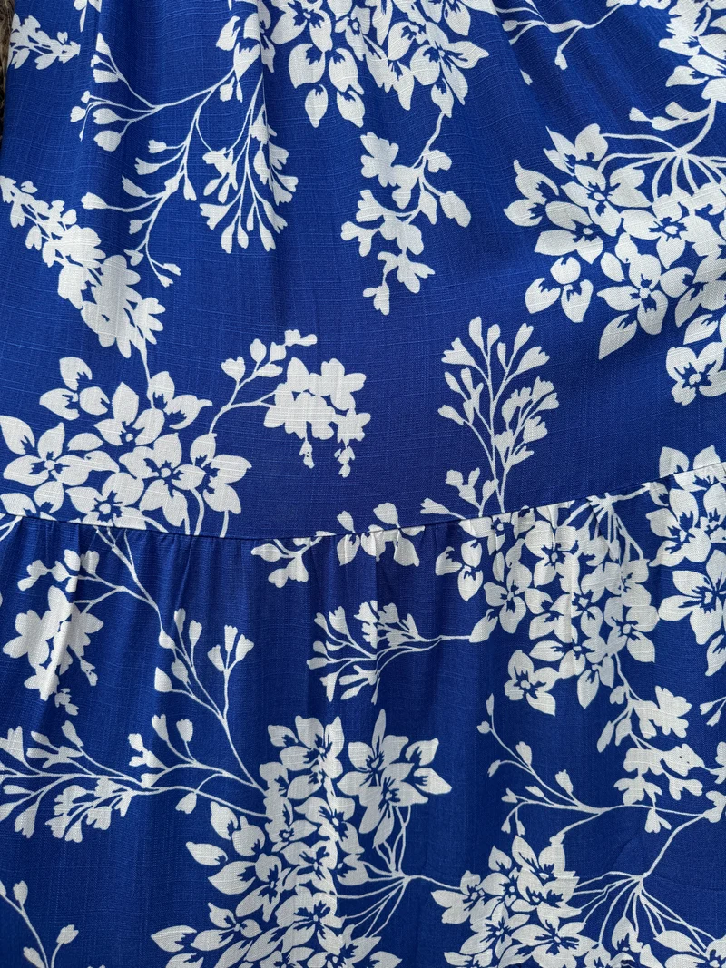 Robe longue bleu roi imprimé floral MARIELLE In April 1986