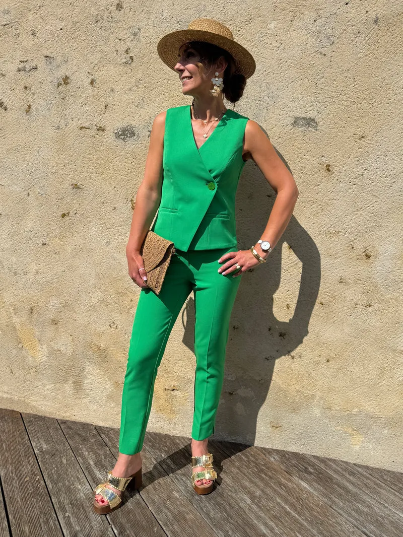 Gilet vert brésil sans manche un bouton Hippocampe