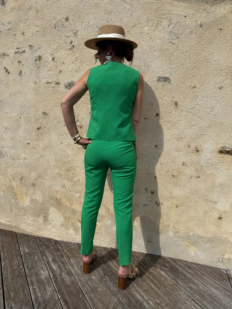 Gilet vert brésil sans manche un bouton Hippocampe