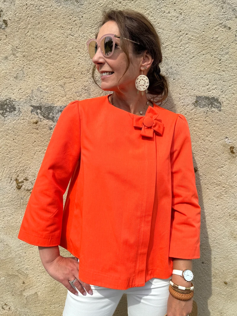 Veste orange fleur en volume CHANCE Hippocampe