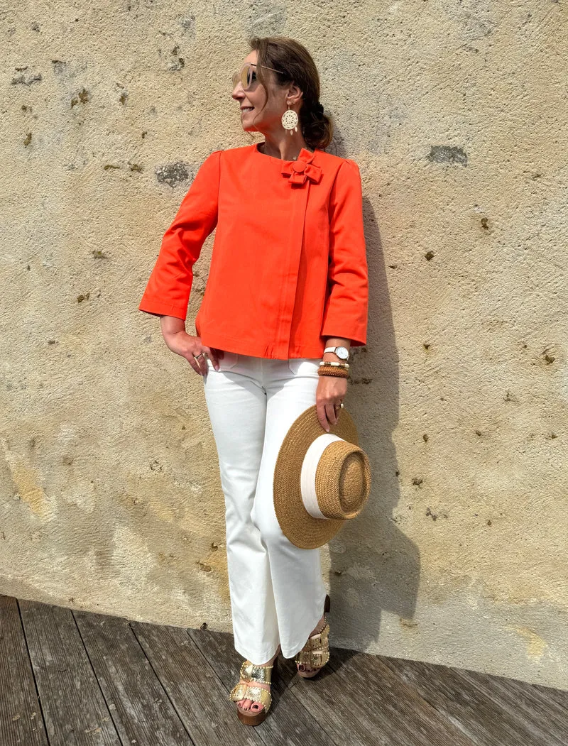 Veste orange fleur en volume CHANCE Hippocampe