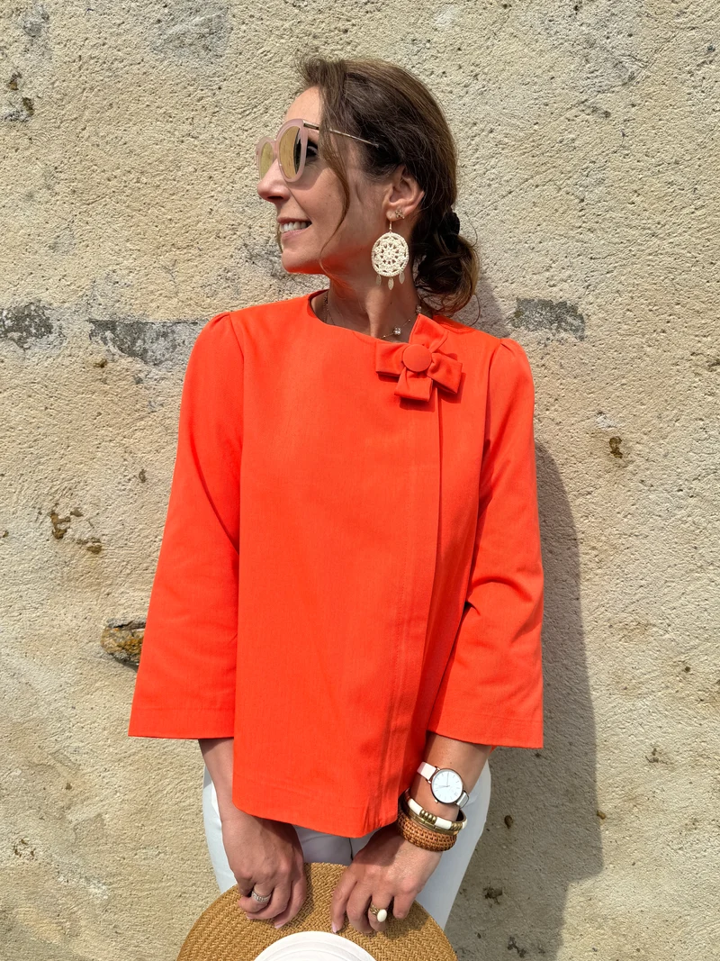 Veste orange fleur en volume CHANCE Hippocampe